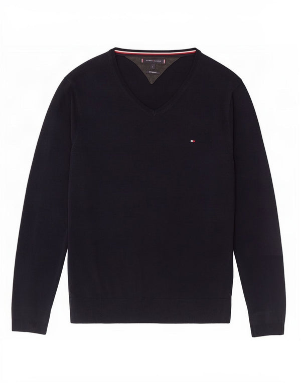 Tommy Hilfiger, veliki muški džemper s V-izrezom, veliki tamnoplavi pamuk