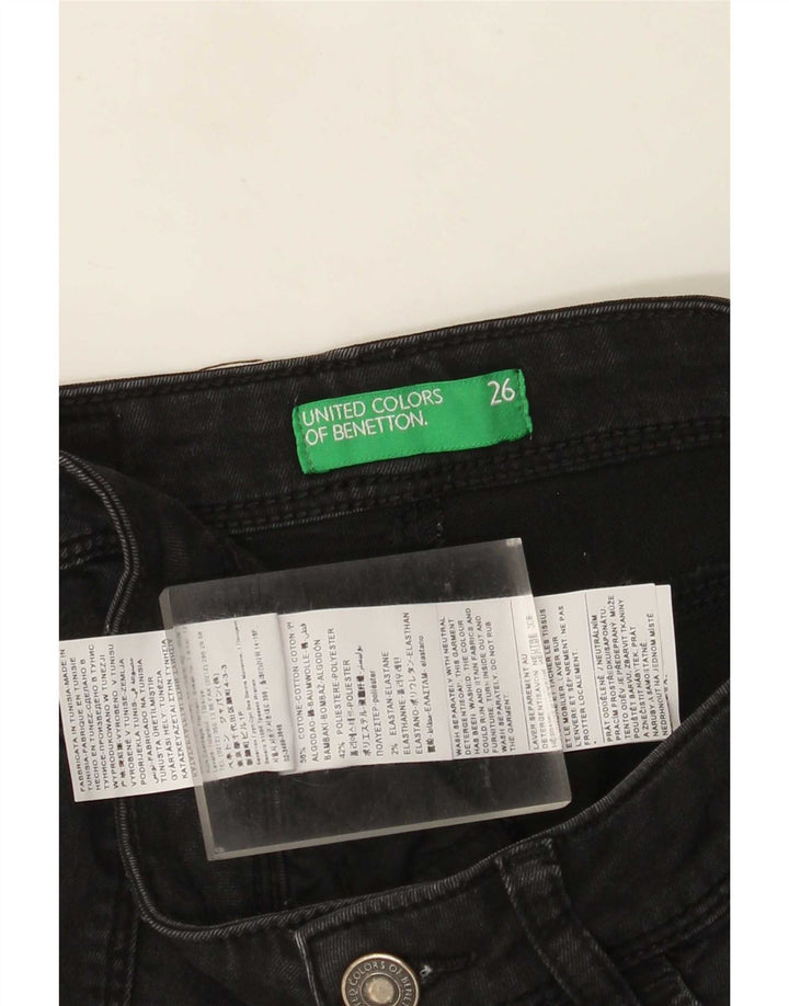 Benetton ženske uske traperice W26 L29 crni pamuk
