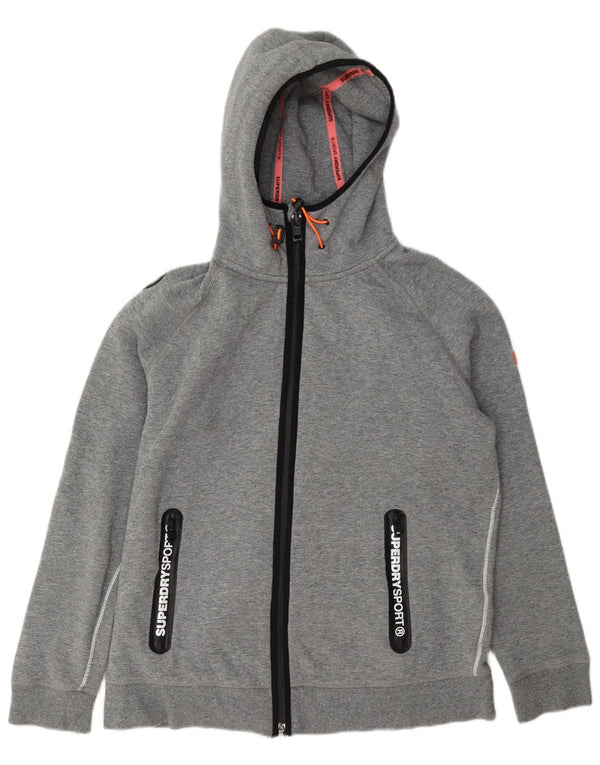 Superdry ženski pulover s kapuljačom s patentnim zatvaračem UK 18 XL sivi pamuk