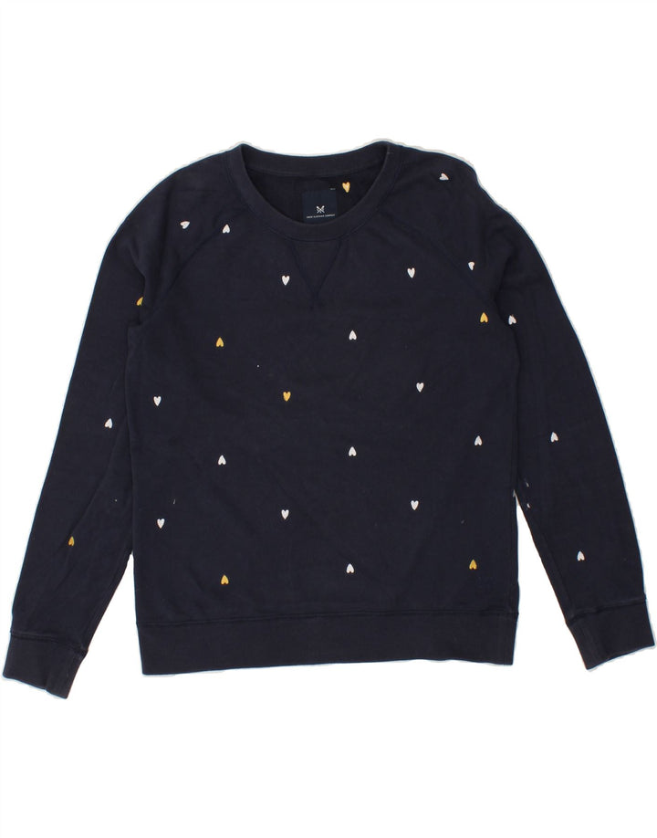 CREW CLOTHING Womens Oversized Sweatshirt Jumper UK 10 Small Navy Blue Vintage Crew Clothing and Second-Hand Crew Clothing from Messina Hembry 
