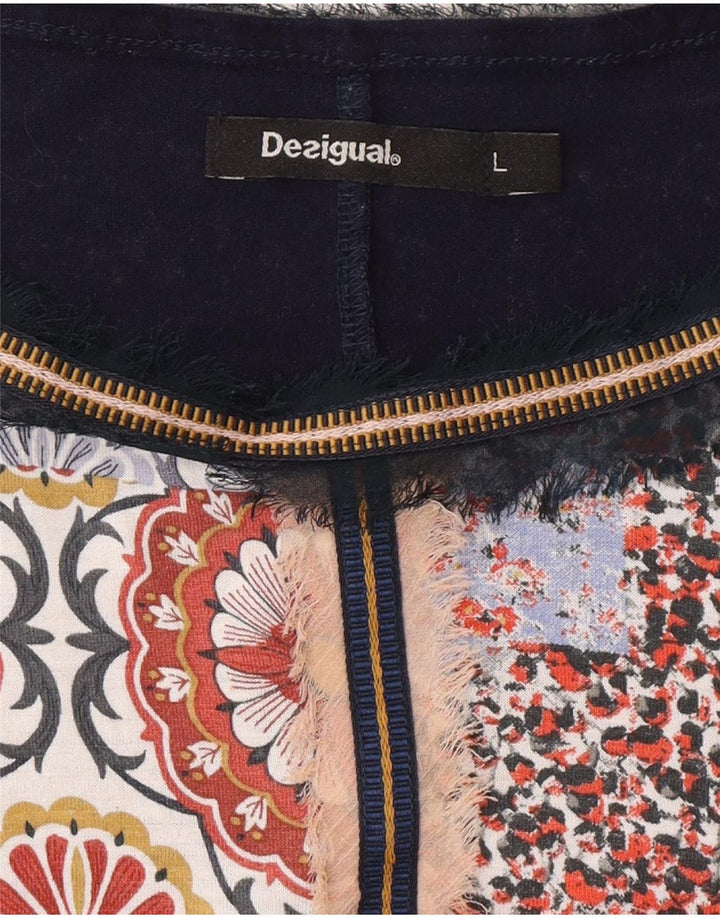 Desigual ženski gornji dio pončo bluze UK 14 Large Navy Blue Patchwork Bohemian
