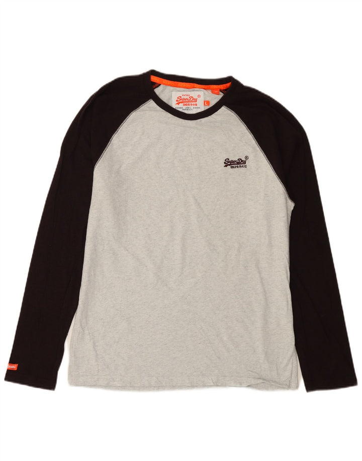 Superdry muška majica dugih rukava, veliki sivi pamuk u blokovima boja