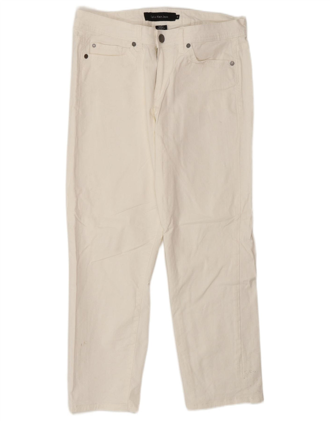 Calvin Klein ženske ravne traperice US 10 srednje W30 L26 bijeli pamuk