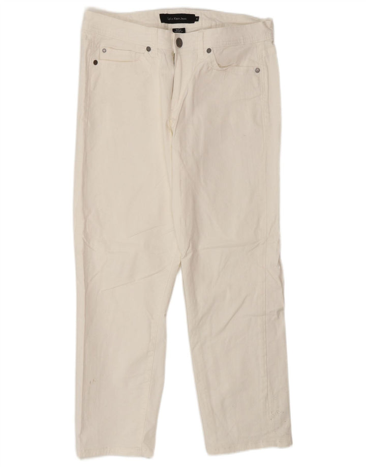 Calvin Klein ženske ravne traperice US 10 srednje W30 L26 bijeli pamuk