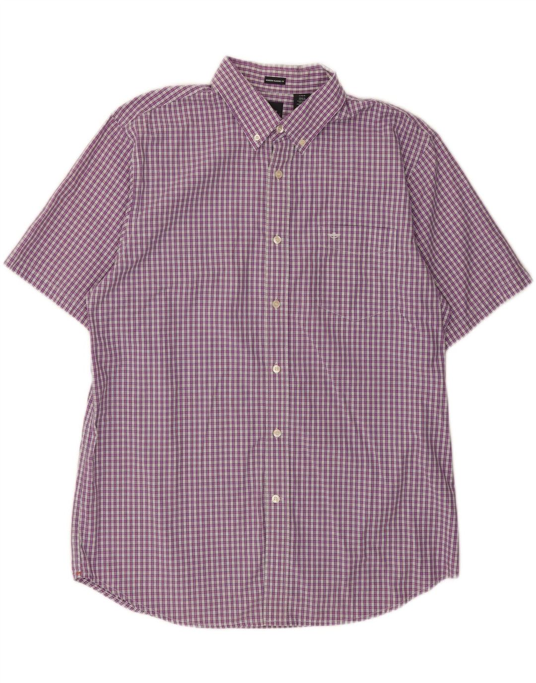 DOCKERS Mens Modern Classic Fit Shirt Large Purple Check Cotton