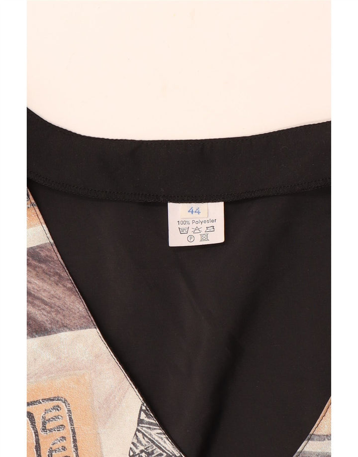 VINTAGE ženski prsluk s apstraktnim uzorkom EU 44 veliki smeđi poliester