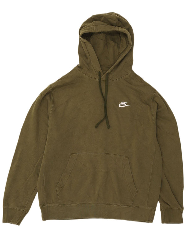 Nike Mens Hoodie Jumper Large Khaki Cotton