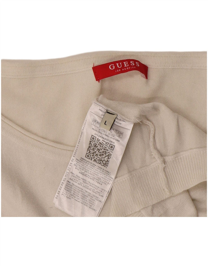 Guess ženski džemper s veznim izrezom UK 16 Velika bijela viskoza