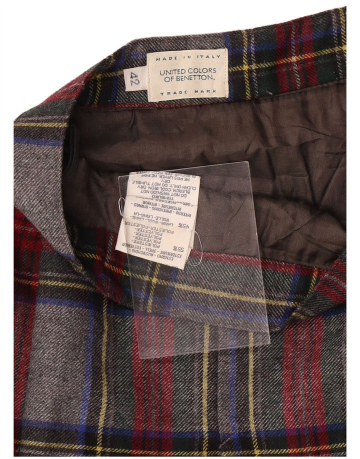 BENETTON ženska mini suknja IT 42 srednje veličine W26 sivi karirani poliester