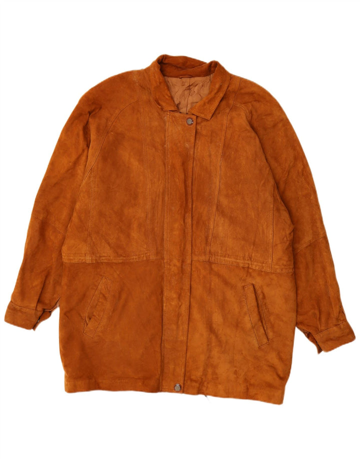 Vintage ženski kaput od brušene kože UK 16 veliki smeđi