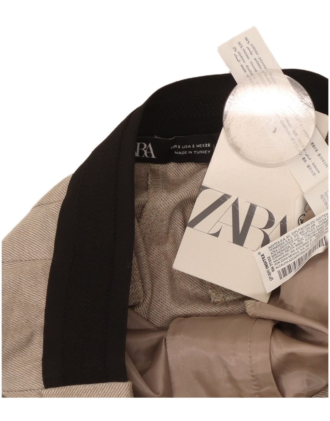 Zara ženske uske chino hlače male W26 L27 bež poliester