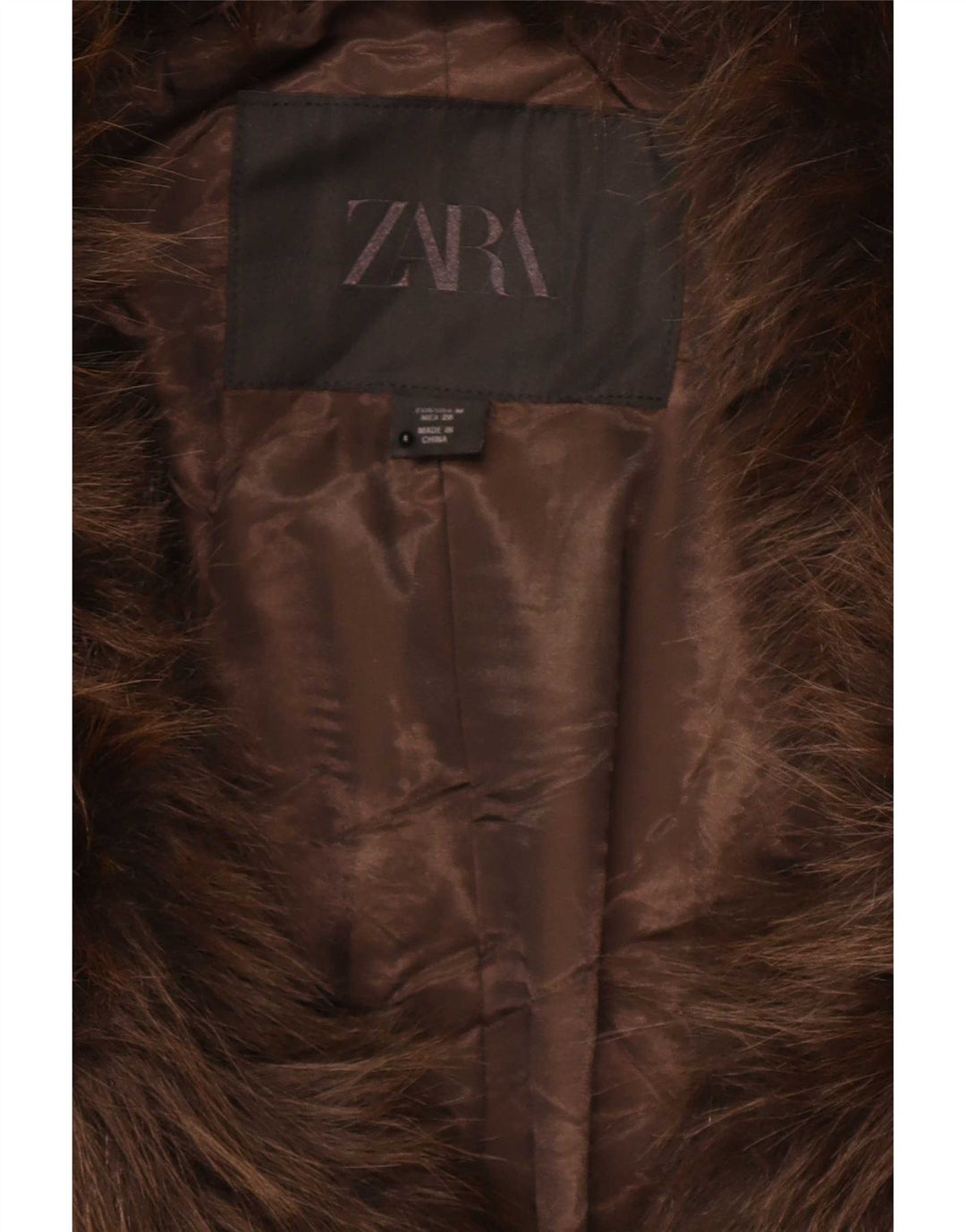 Zara ženska prevelika jakna od umjetnog krzna UK 14 srednje smeđi poliester
