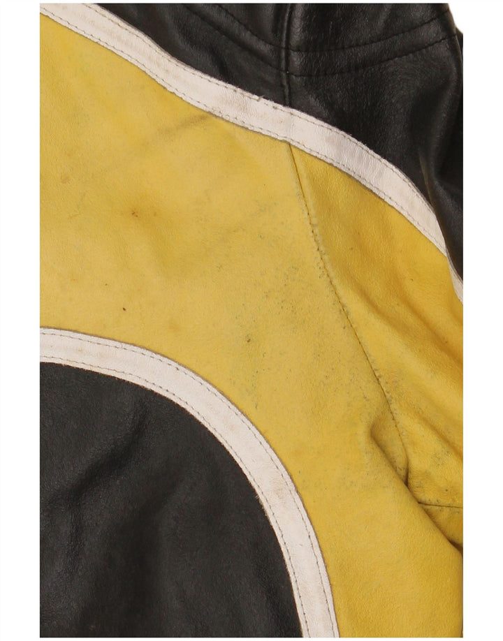 VINTAGE muška kožna trkaća jakna IT 48 Srednje crna koža u boji