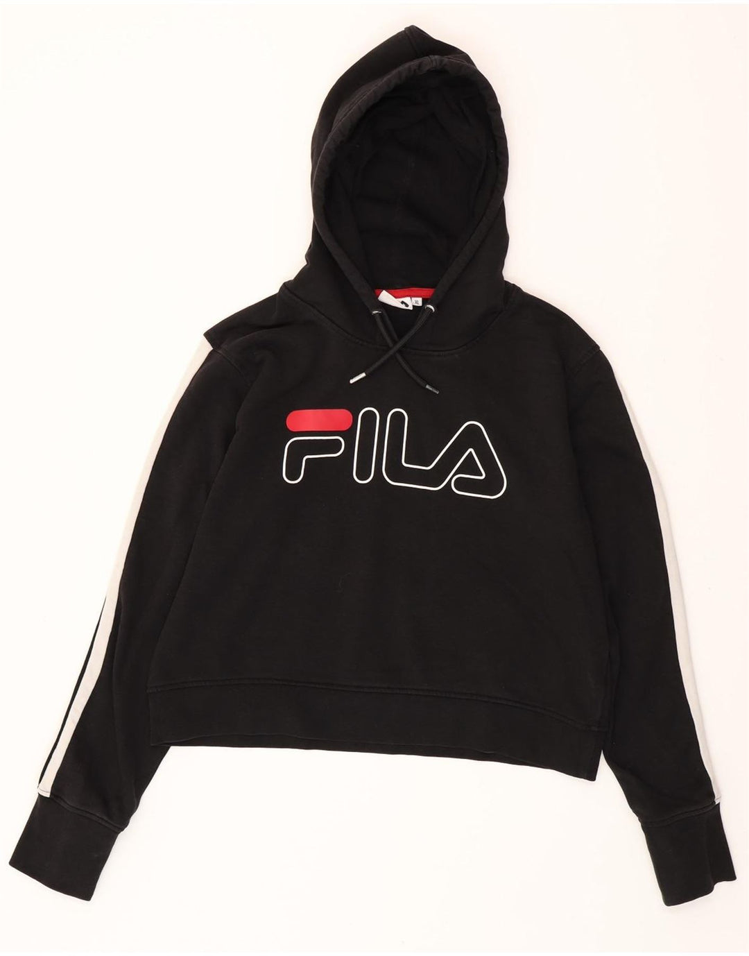 FILA Ženska skraćena majica s kapuljačom s kapuljačom UK 18 XL Crni pamuk u boji