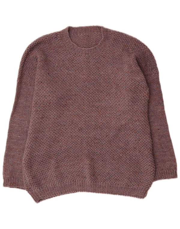 Vintage ženski džemper s okruglim izrezom UK 18 XL Smeđi pjegavi