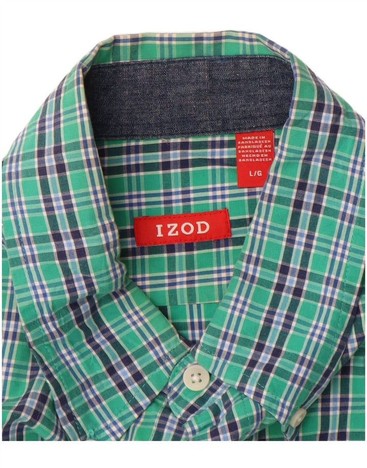 IZOD muška košulja kratkih rukava, veliki zeleni karirani pamuk
