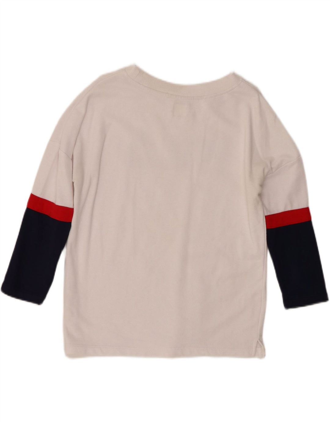 FILA Womens Oversized Sweatshirt Jumper UK 10 Small  White Colourblock Vintage Fila and Second-Hand Fila from Messina Hembry 