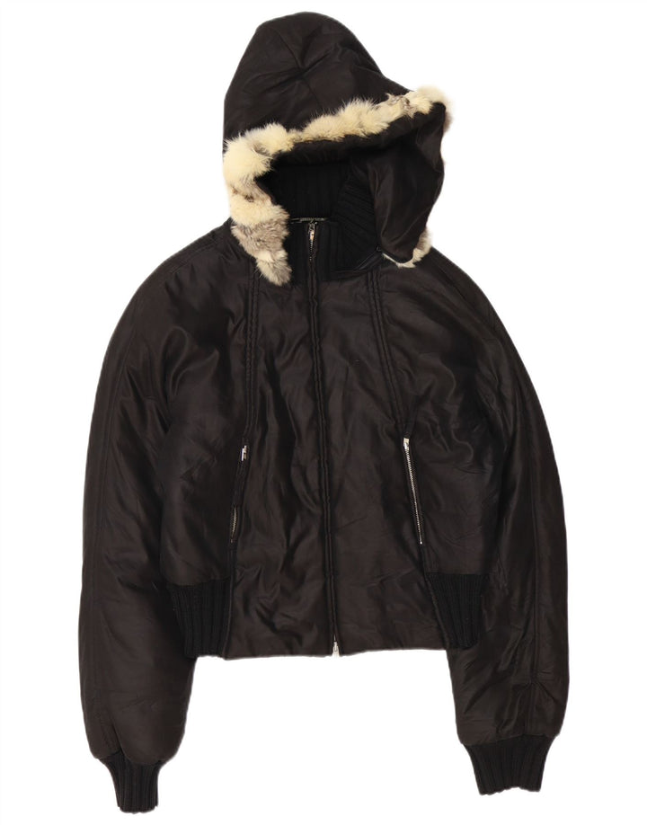 TRUSSARDI JEANS Ženska podstavljena jakna s kapuljačom IT 44 Srednje crni poliamid