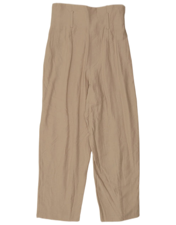 Topshop Womens Petite High Waist Casual Trousers UK 8 Small W26 L25 Beige