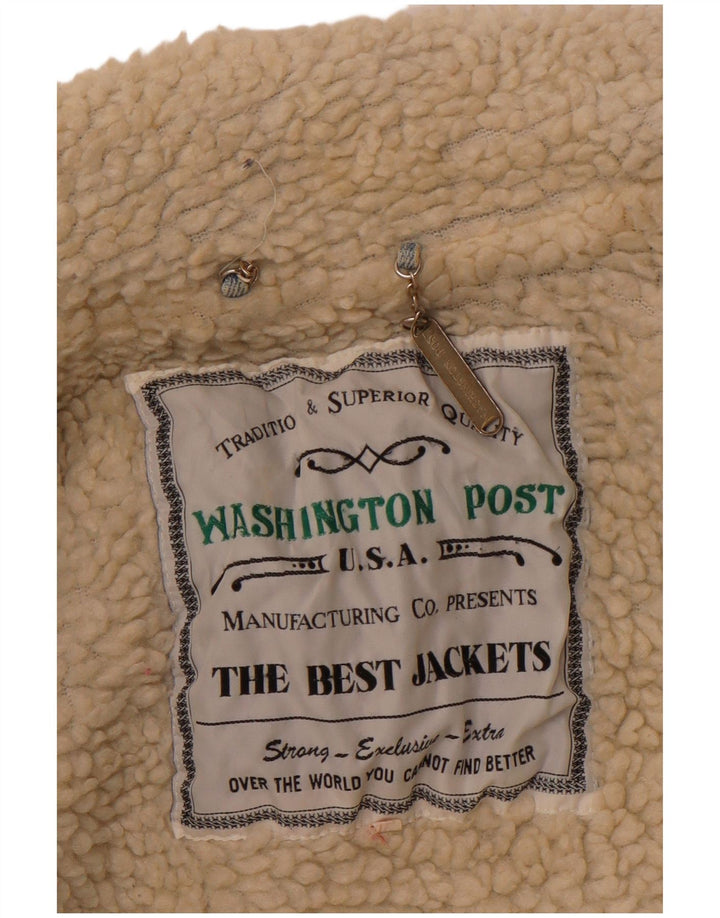 VINTAGE muška traper šerpa jakna UK 40 Large Blue Cotton