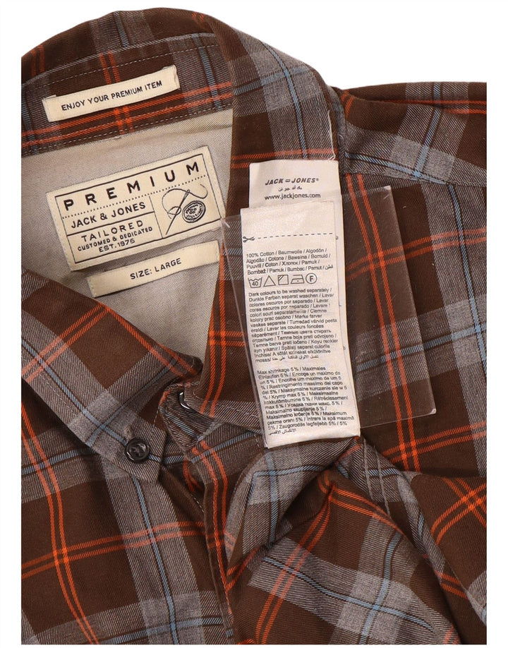 Jack & Jones muška košulja po mjeri, veliki smeđi pamuk