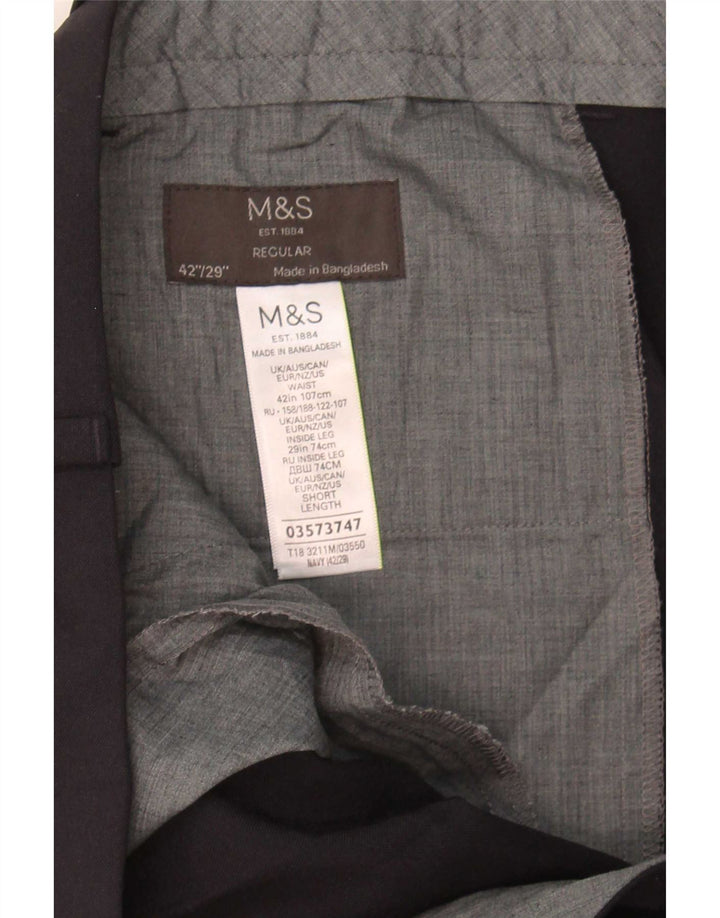 Marks & Spencer muške standardne hlače s štipaljkama W42 L29 tamnoplave