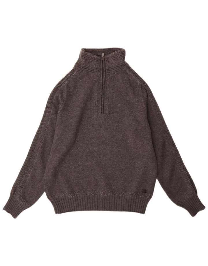 Trussardi muški pulover s izrezom i patentnim zatvaračem XL siva vunena