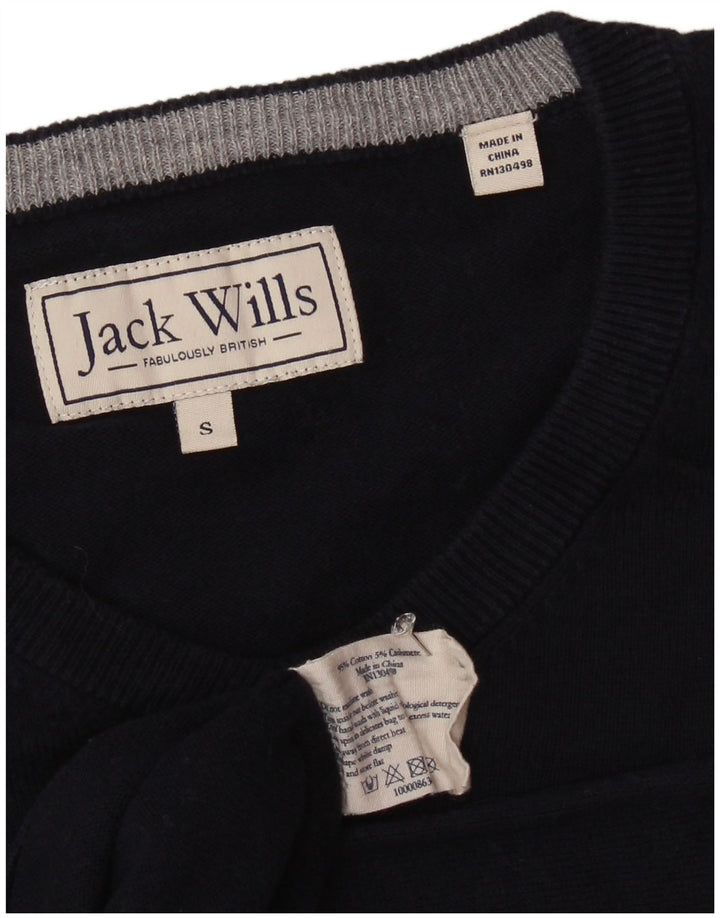 JACK WILLS Muški pulover s V-izrezom, mali tamnoplavi pamuk