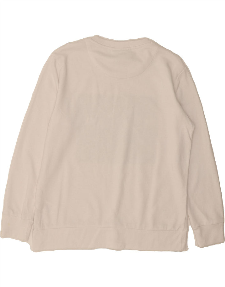DKNY Womens Graphic Sweatshirt Jumper UK 14 Medium White Cotton Vintage Dkny and Second-Hand Dkny from Messina Hembry 