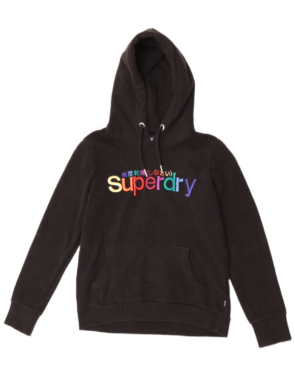 Superdry ženska majica s kapuljačom s kapuljačom UK 12 Srednje crni pamuk