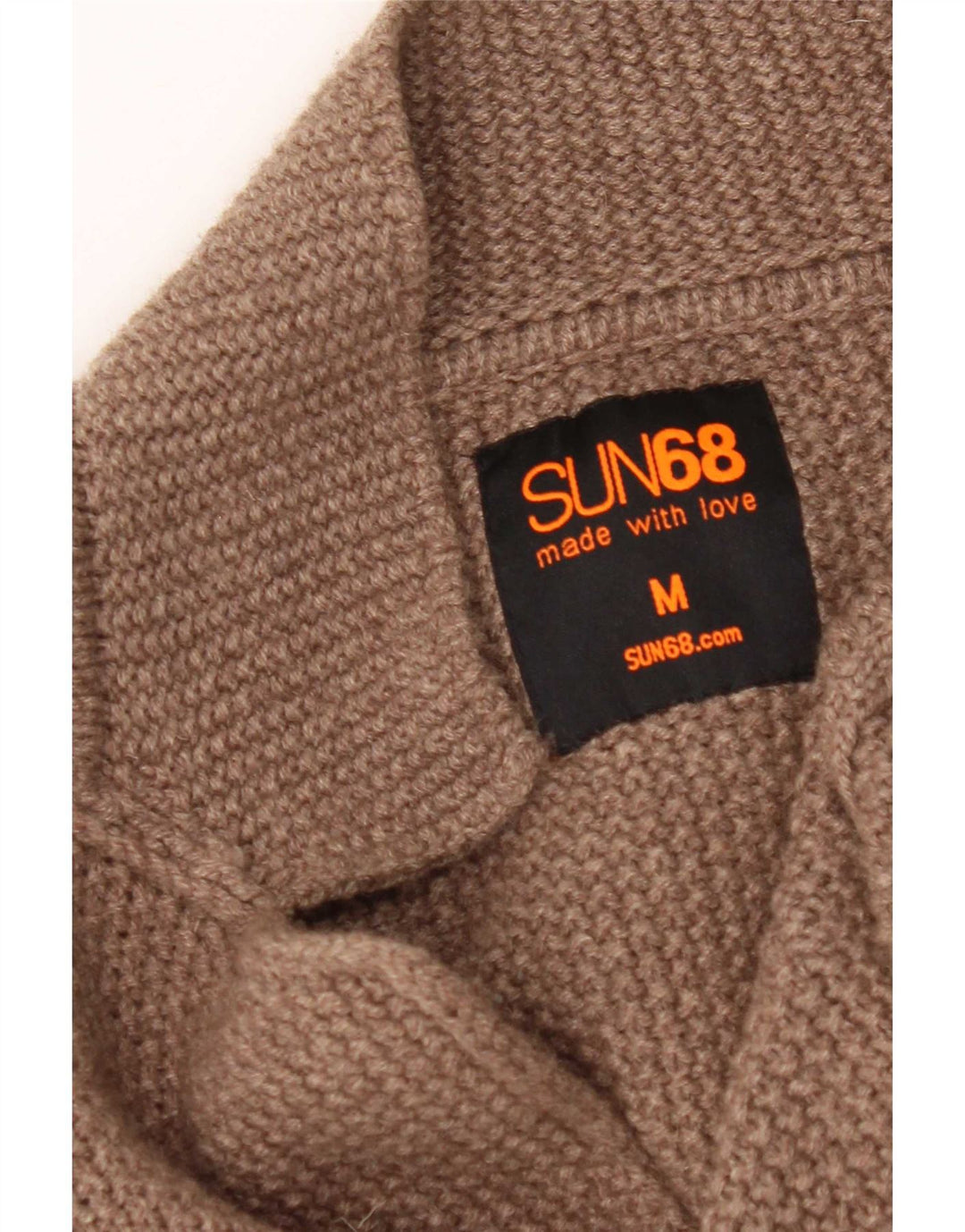Sun68 Mens Cardigan Sweater Medium Brown Wool