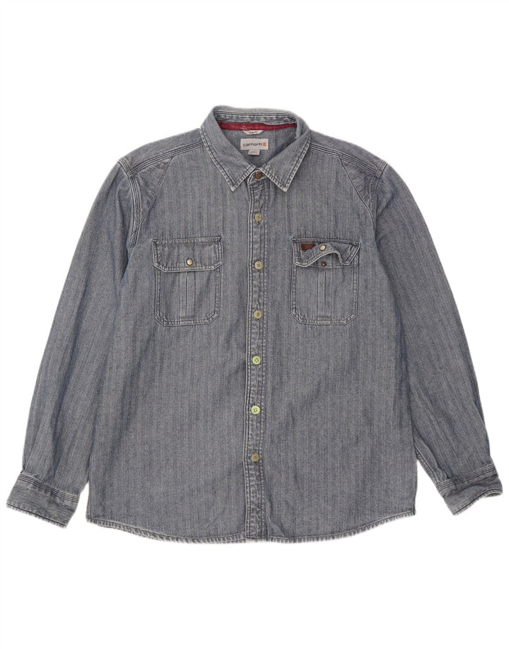 Carhartt muška uska košulja velika plava riblja kost, pamuk