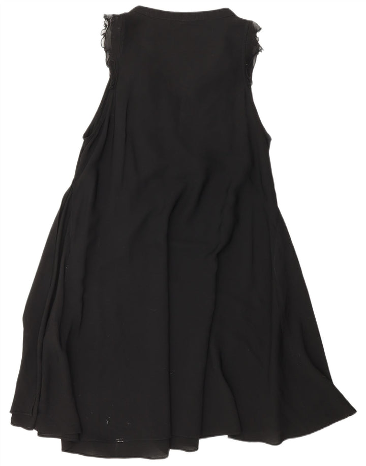 ZARA ženska haljina A-kroja s volanima sprijeda UK 18 XL crni poliester