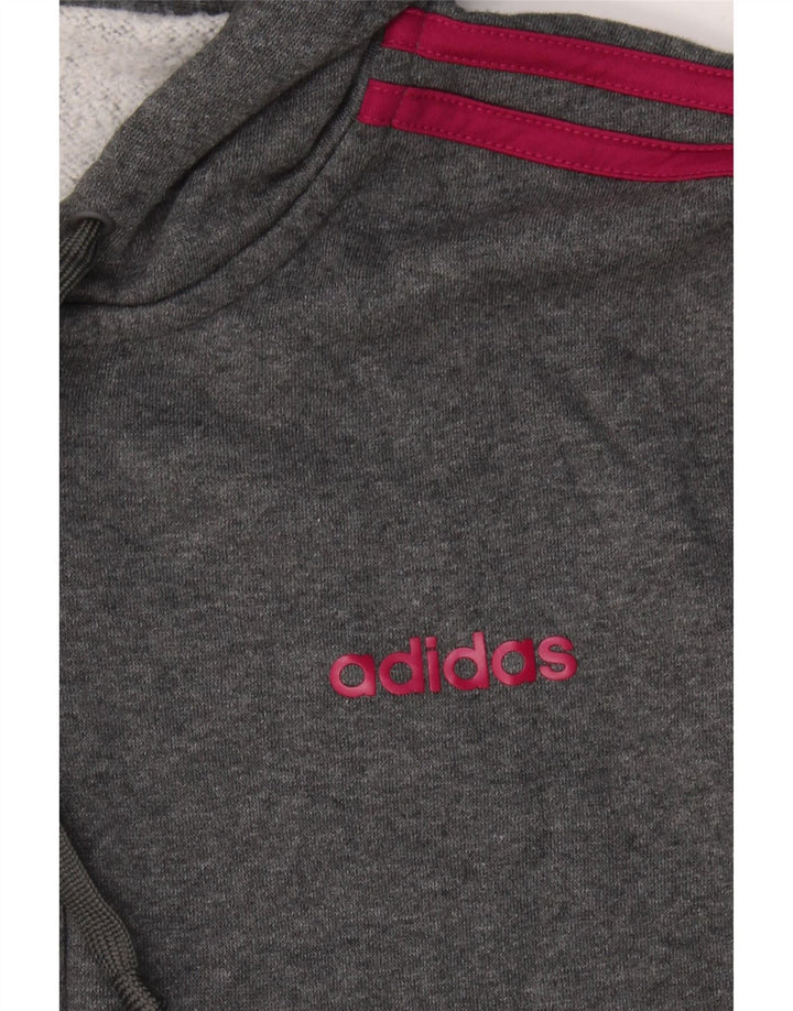 ADIDAS Womens Zip Hoodie Sweater UK 12 Medium Grey Vintage Adidas and Second-Hand Adidas from Messina Hembry 