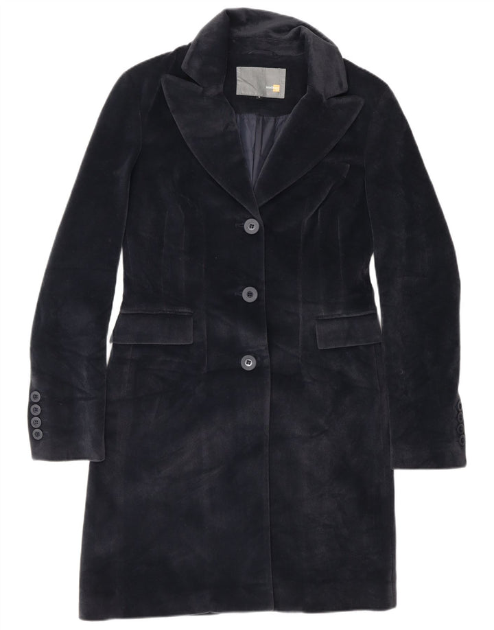 Vintage ženski kaput UK 10 Mali tamnoplavi poliester