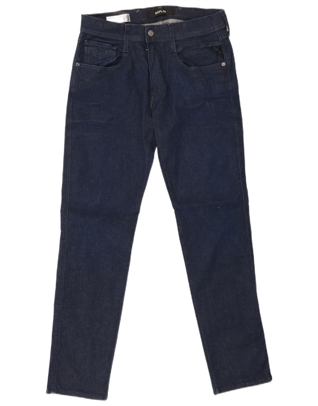 REPLAY Muške uske traperice Anbass W31 L30 tamnoplavi pamuk