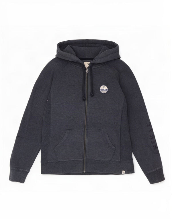 Animal Womens Zip Hoodie Sweater UK 14 Large Navy Blue Cotton