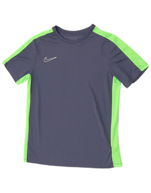 NIKE Boys Dri Fit T-Shirt Top 13-14 Years XL Blue Colourblock Polyester