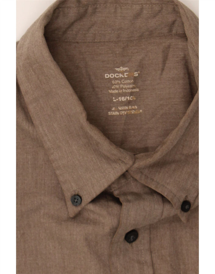 DOCKERS Mens Shirt Size 16 Large Brown Cotton Vintage Dockers and Second-Hand Dockers from Messina Hembry 