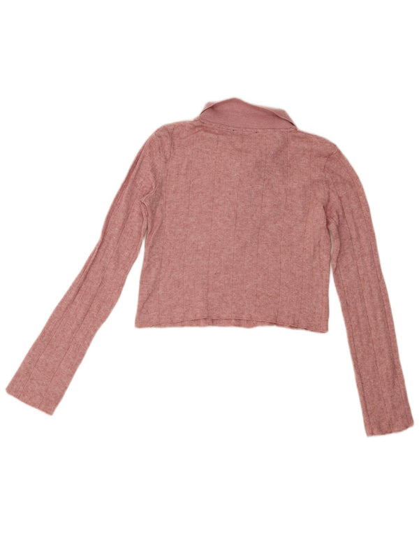 Zara ženska skraćena polo majica dugih rukava UK 10 Mala ružičasta viskoza
