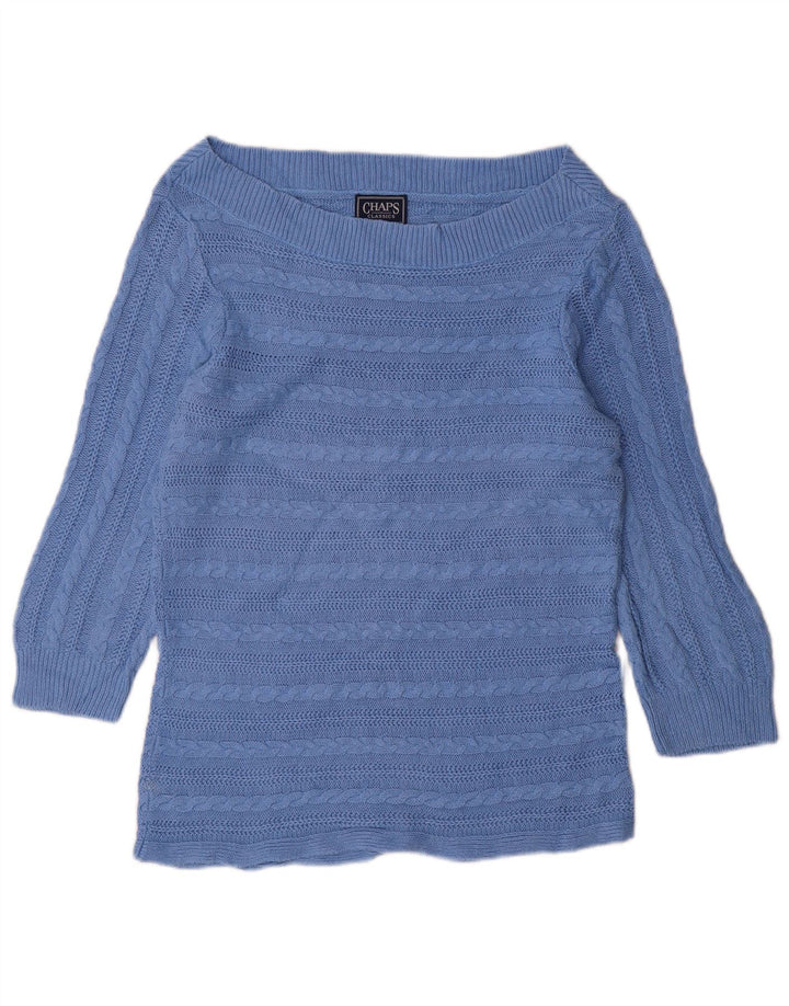 CHAPS Ženski džemper s 3/4 rukavima s veznim izrezom UK 16 Veliki plavi pamuk