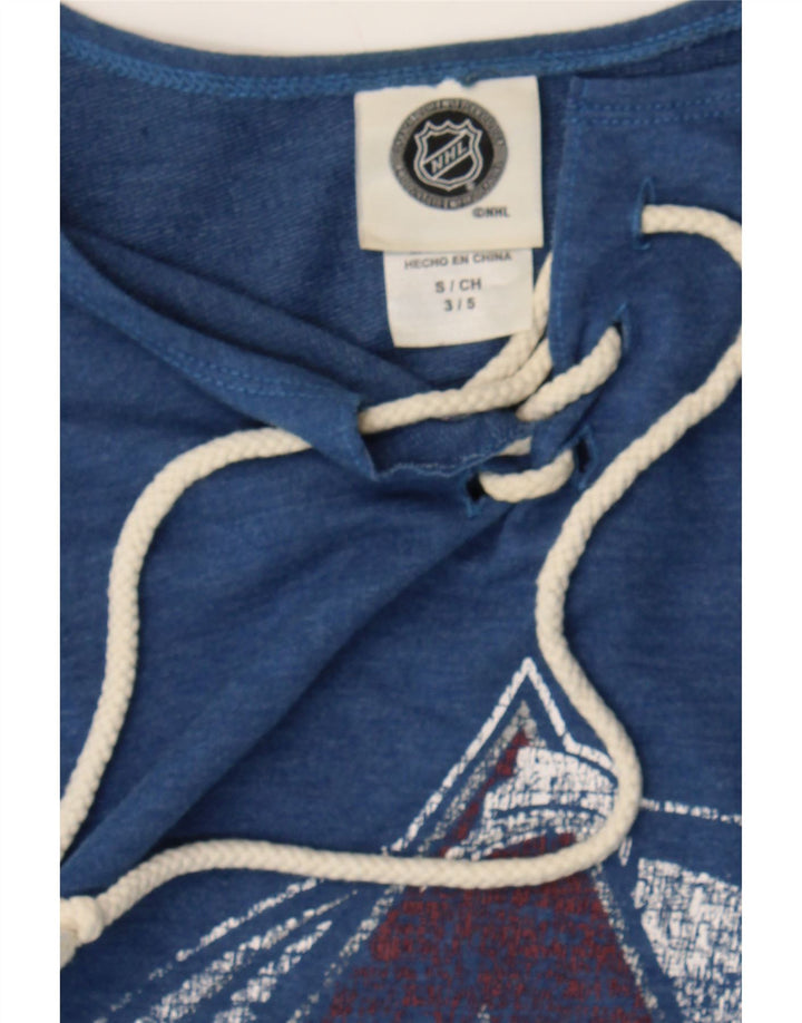 NHL Womens Oversized Graphic Sweatshirt Jumper UK 10 Small Blue Cotton Vintage NHL and Second-Hand NHL from Messina Hembry 
