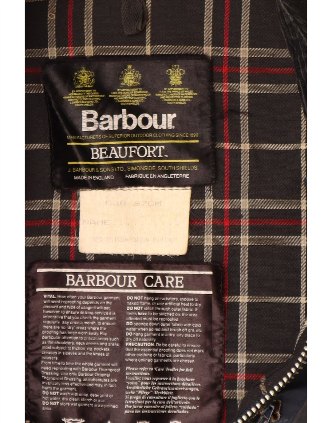 BARBOUR Muška jakna od voštanog pamuka Beaufort UK 38 Mala tamnoplava pamuk