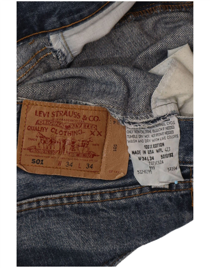 LEVI'S muške 501 traper kratke hlače W34 veliki plavi pamuk
