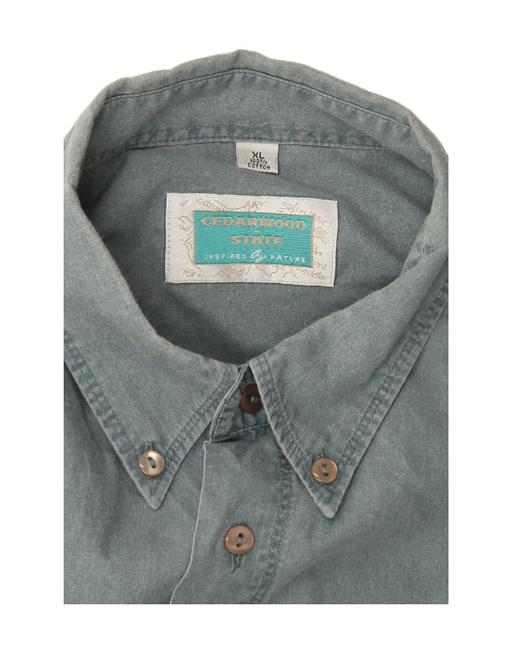 CEDARWOOD STATE Mens Shirt XL Blue Cotton Vintage Cedarwood State and Second-Hand Cedarwood State from Messina Hembry 