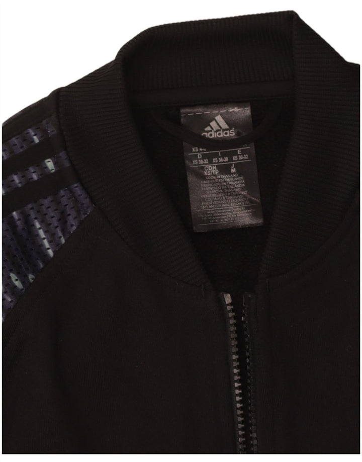 ADIDAS Womens Abstract Pattern Tracksuit Top Jacket UK 4/6 XS Black