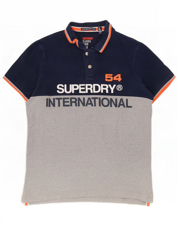 Superdry muška klasična polo majica Graphic 2XL plavi pamuk u blokovima boja