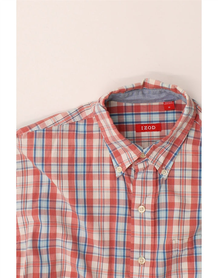 IZOD Mens Short Sleeve Shirt Medium Red Check Cotton Vintage Izod and Second-Hand Izod from Messina Hembry 