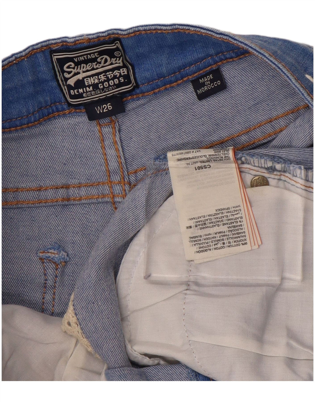 SUPERDRY Ženske traper kratke hlače W26 Mali plavi pamuk