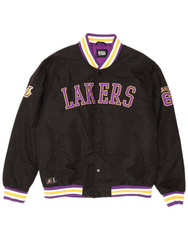 NBA Mens Los Angeles Lakers Varsity Jacket UK 40 Large Black Striped